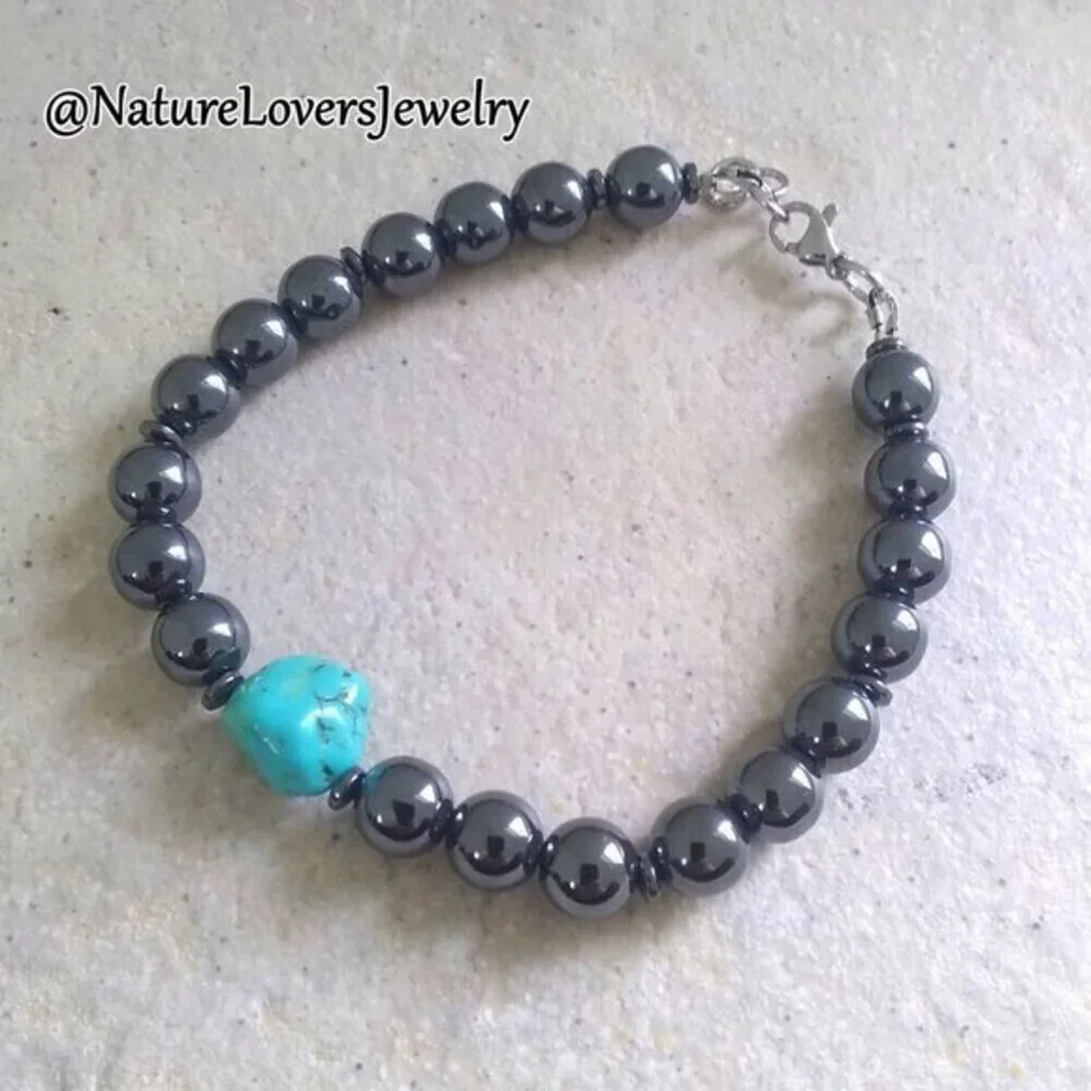 Sleek Gray Hematite + Magnesite Bracelet! Sexy Gift for Him! 8-8.5